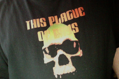 The first This Plague of Days t-shirt! Creepy, huh?